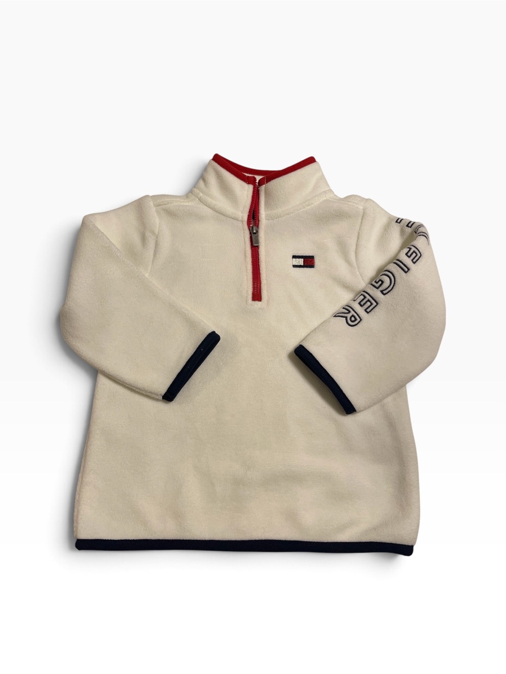 Tommy Hilfiger White & Red Fleece Pullover 18 Months EUC
